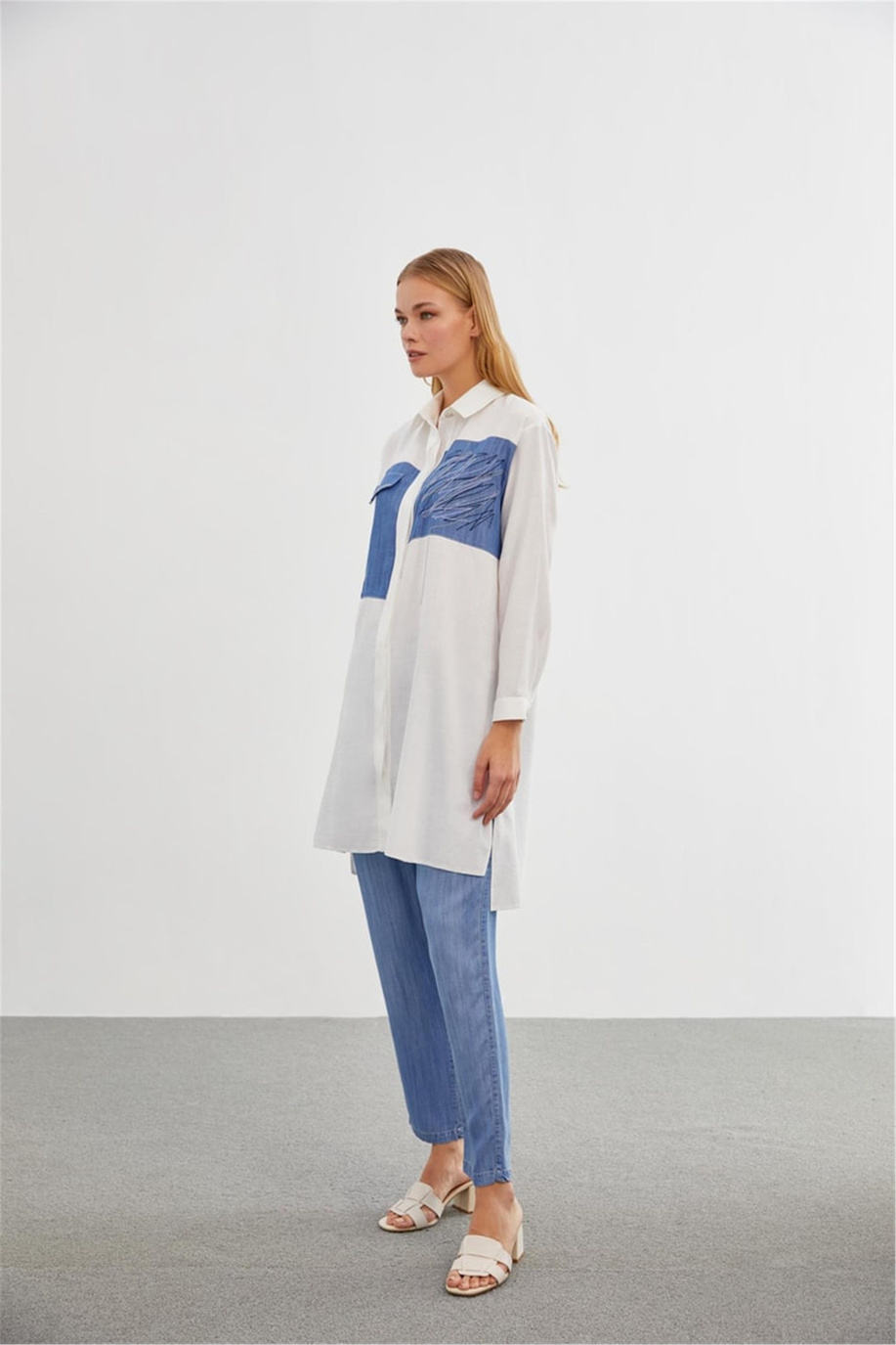 Aksesuar Detaylı Uzun Tunik Ekru - 25YZ1371