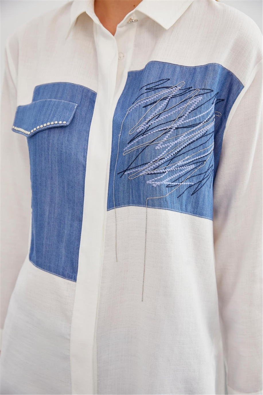 Aksesuar Detaylı Uzun Tunik Ekru - 25YZ1371