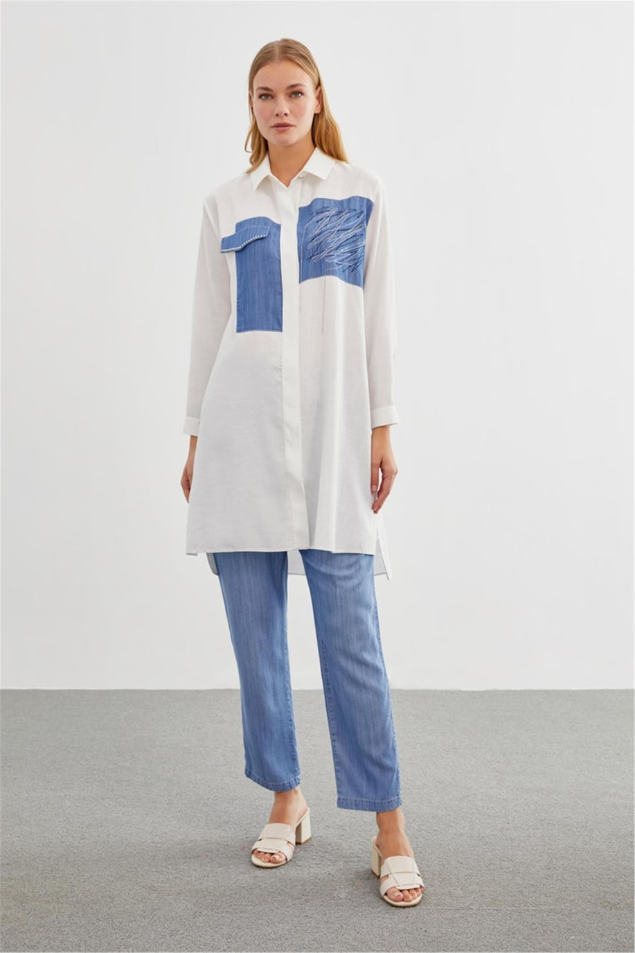 Aksesuar Detaylı Uzun Tunik Ekru - 25YZ1371