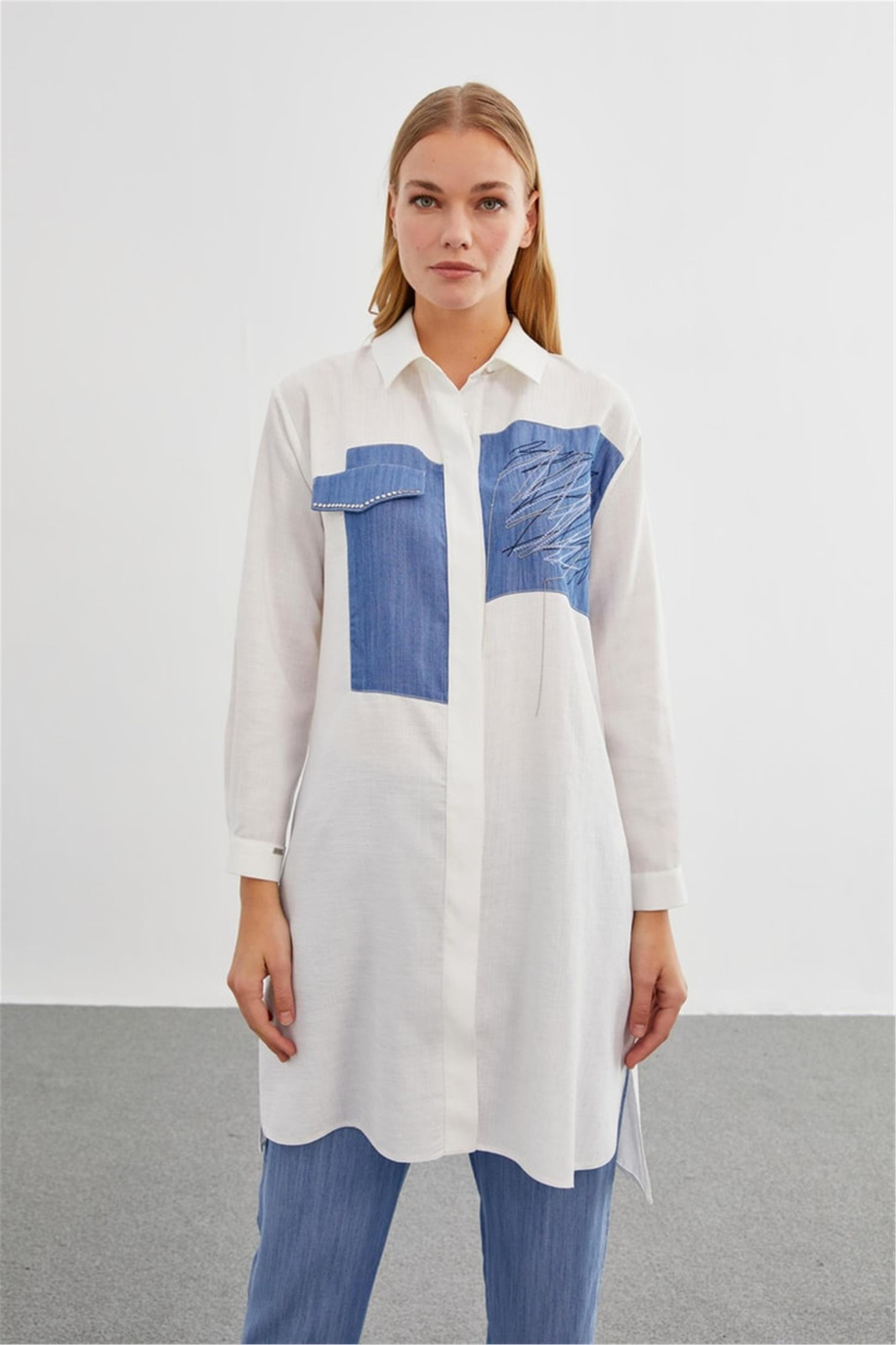 Aksesuar Detaylı Uzun Tunik Ekru - 25YZ1371