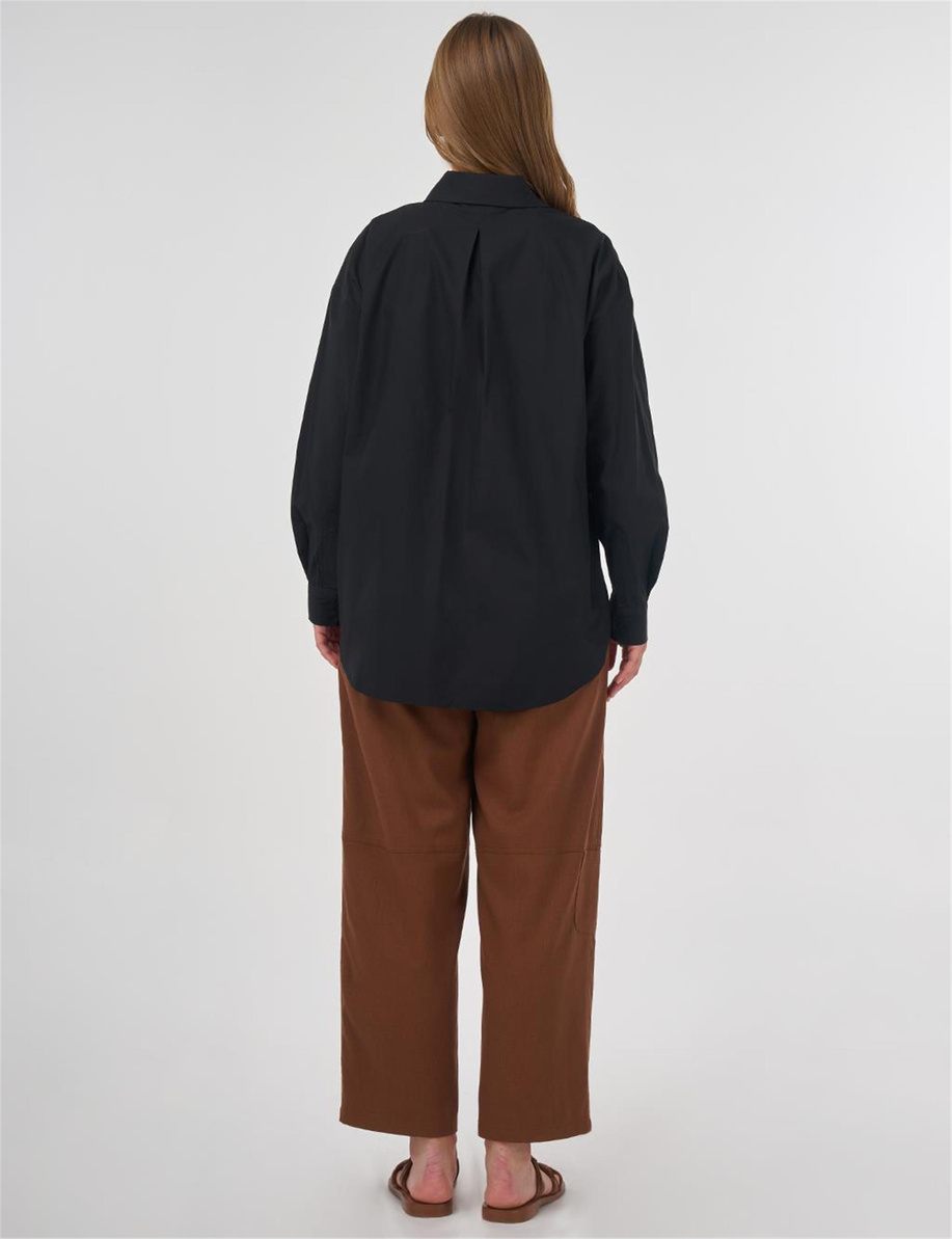 Aplikeli Pamuklu Tunik Siyah