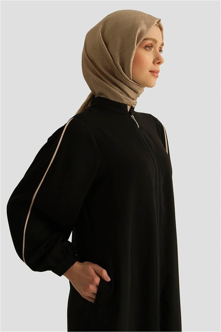 Armine Biye Detaylı Ferace 25YD3003 Siyah