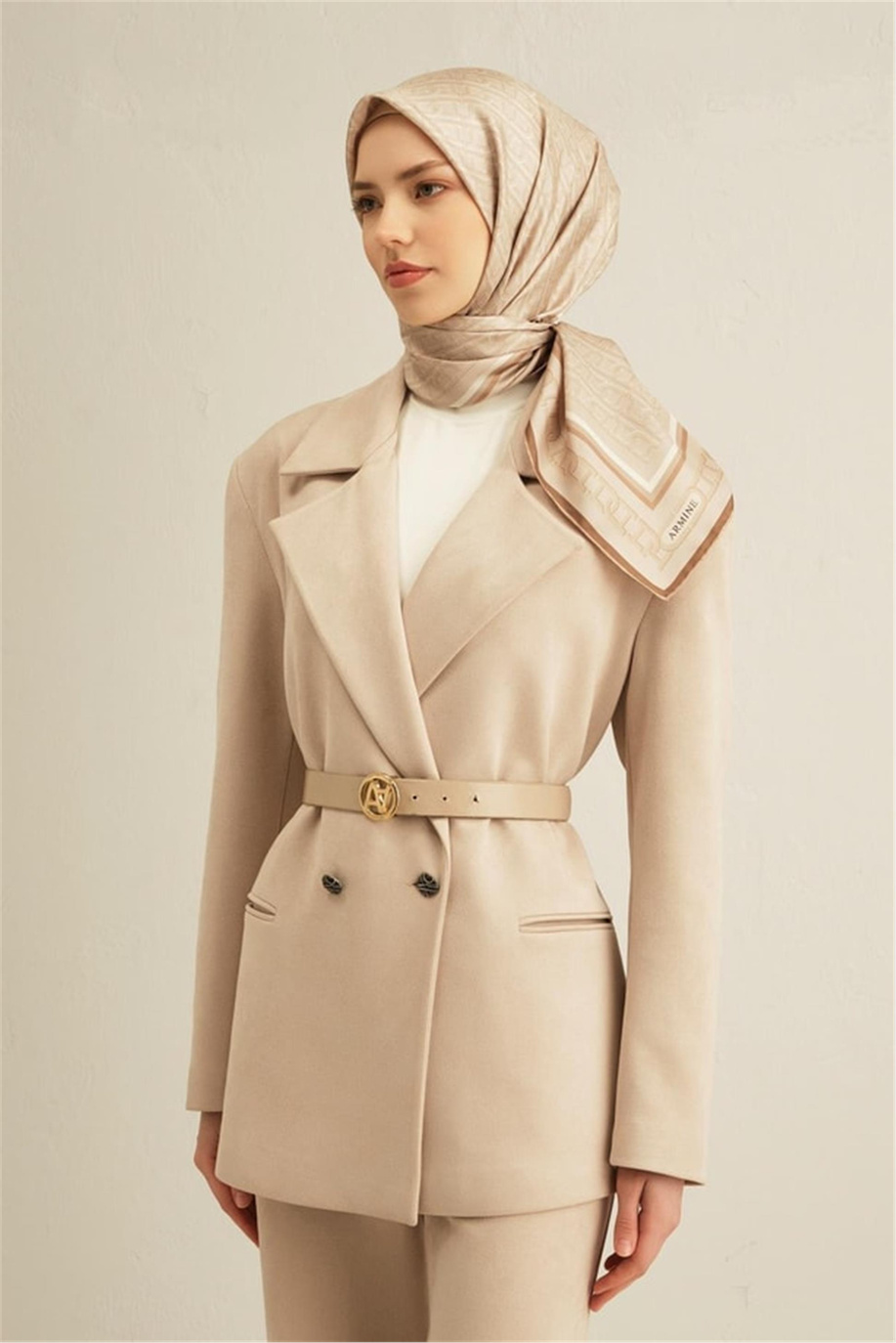 Armine Desenli Sura Saf İpek Eşarp 9301 36