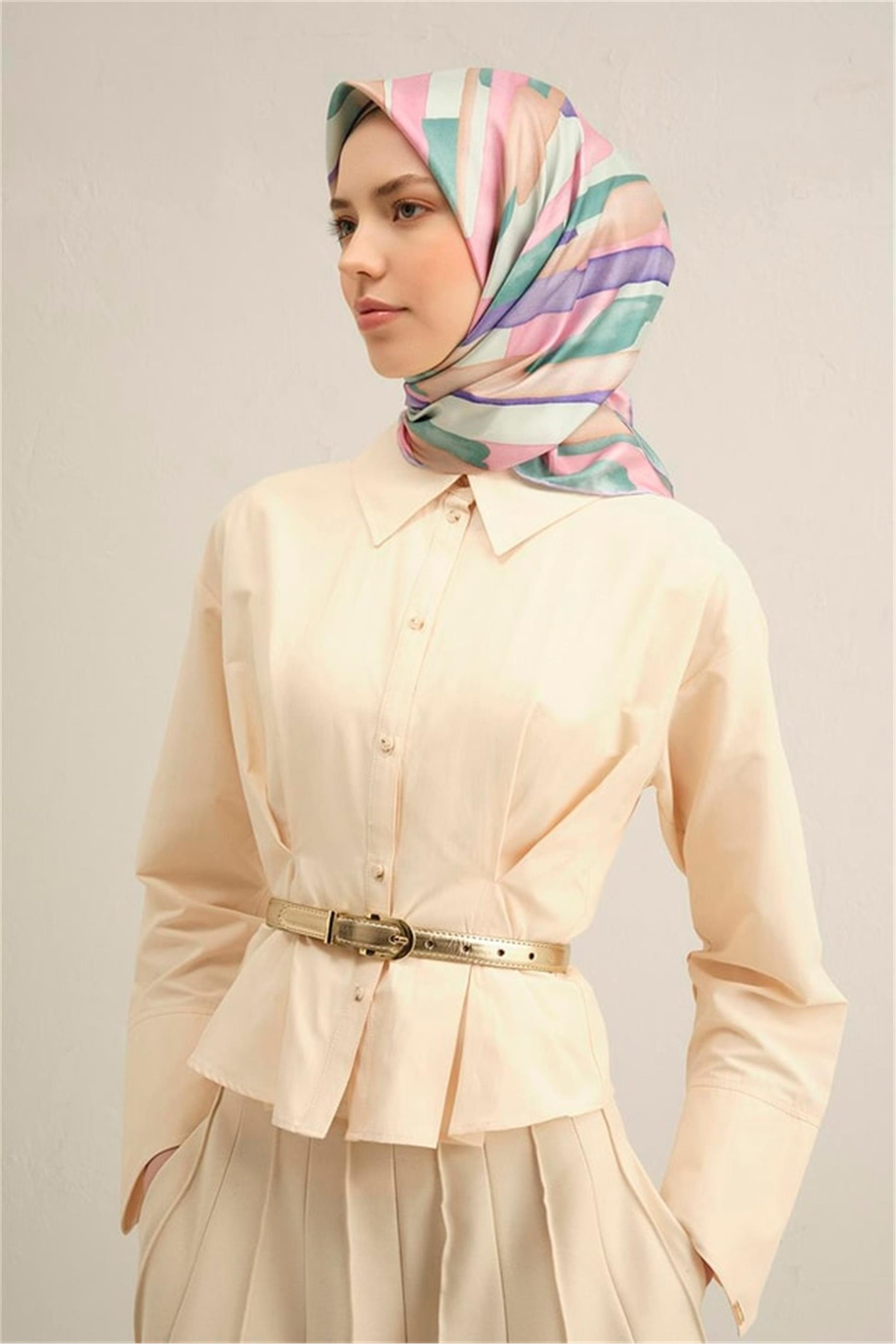 Armine Desenli Sura Saf İpek Eşarp 9306 38