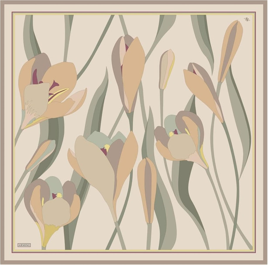 Armine Desenli Sura Saf İpek Eşarp 9302 81