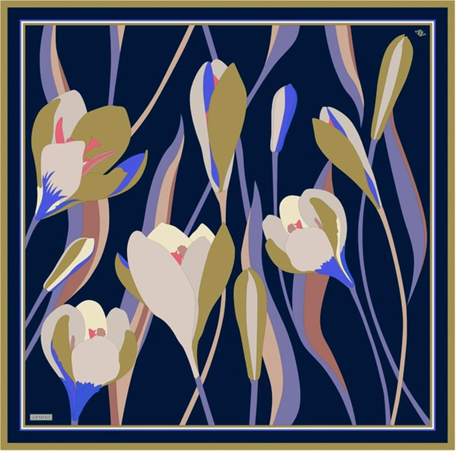 Armine Desenli Sura Saf İpek Eşarp 9302 55