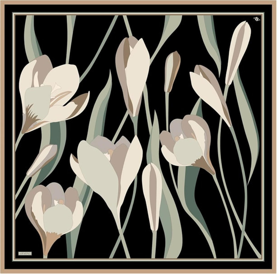 Armine Desenli Sura Saf İpek Eşarp 9302 06