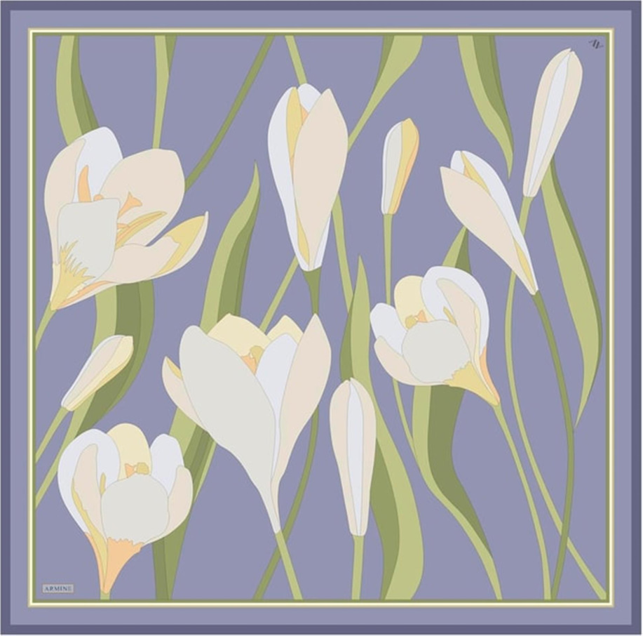 Armine Desenli Twill Saf İpek Eşarp 9302 06