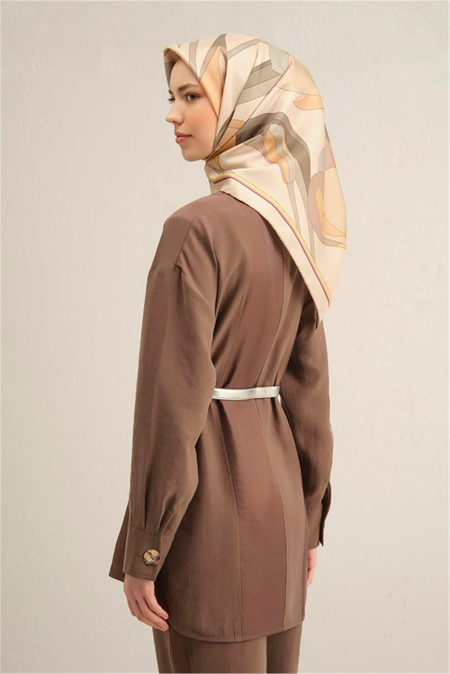Armine Desenli Twill Saf İpek Eşarp 9302 81