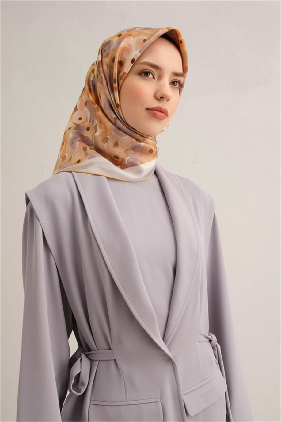Armine Desenli Twill Saf İpek Eşarp 9300 37