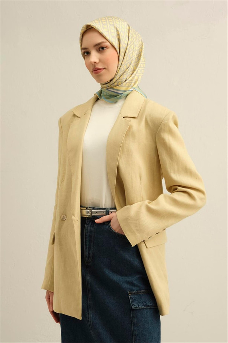 Armine Desenli Twill Saf İpek Eşarp 9301 87