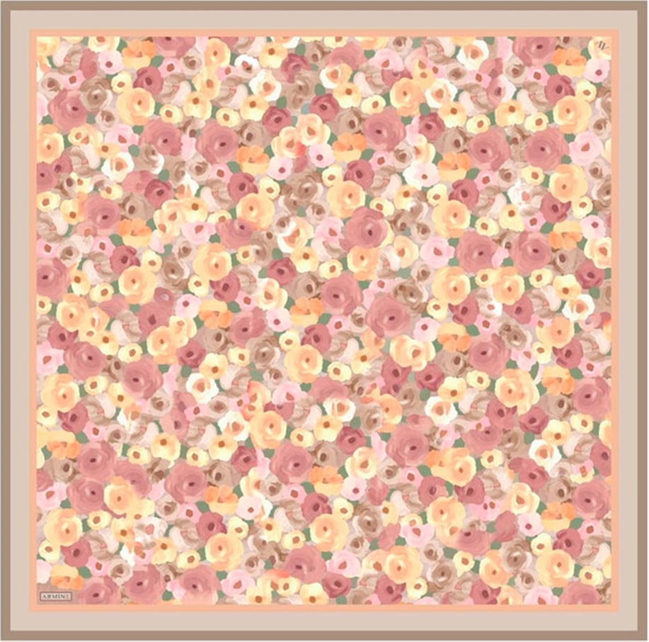 Armine Desenli Twill Saf İpek Eşarp 9300 01
