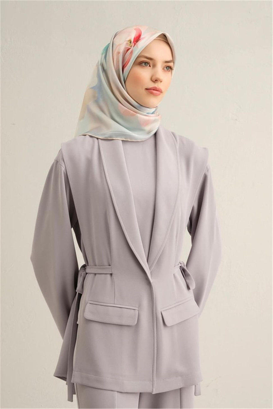 Armine Desenli Twill Saf İpek Eşarp 9305 80