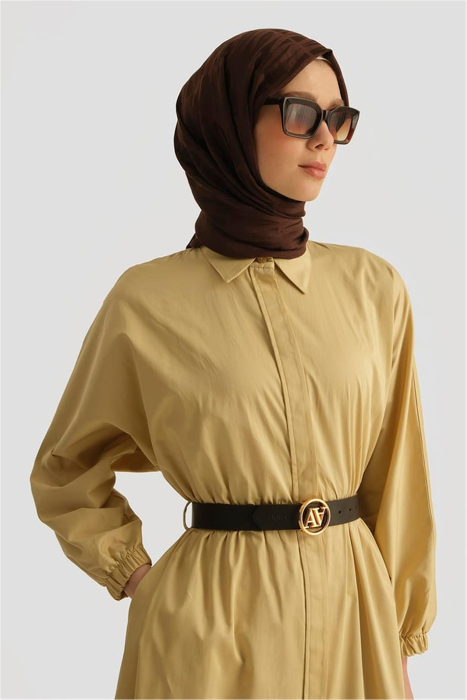 Armine Gömlek Elbise 25YD9025-1 Limon Sarı