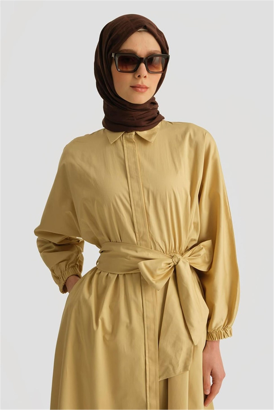 Armine Gömlek Elbise 25YD9025-1 Limon Sarı