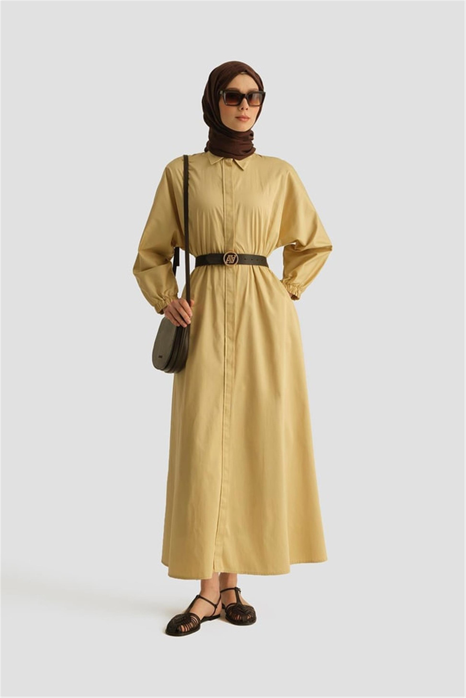 Armine Gömlek Elbise 25YD9025-1 Limon Sarı