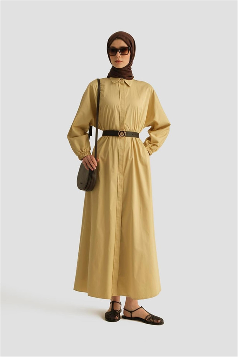 Armine Gömlek Elbise 25YD9025-1 Limon Sarı