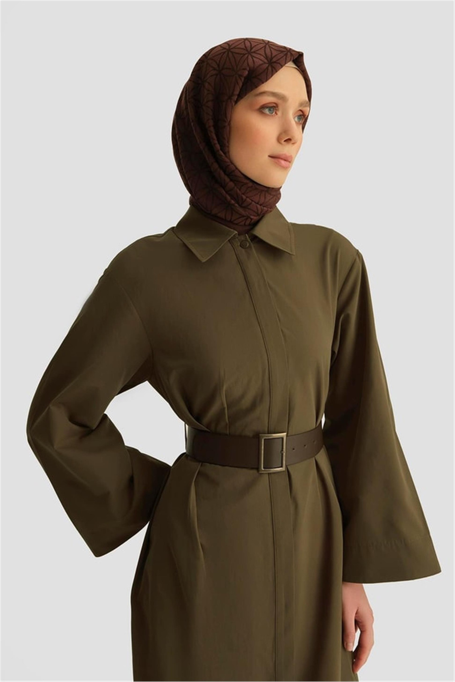 Armine Kemerli Elbise 25Y9023 Haki