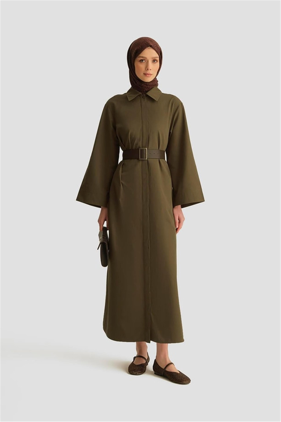 Armine Kemerli Elbise 25Y9023 Haki