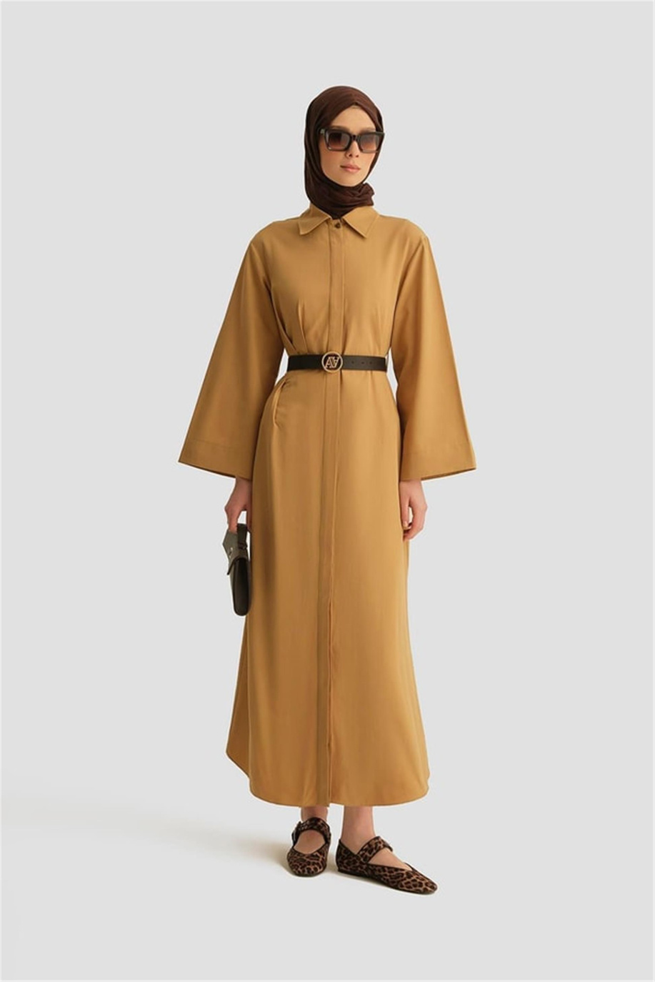 Armine Kemerli Elbise 25Y9023 Sahra