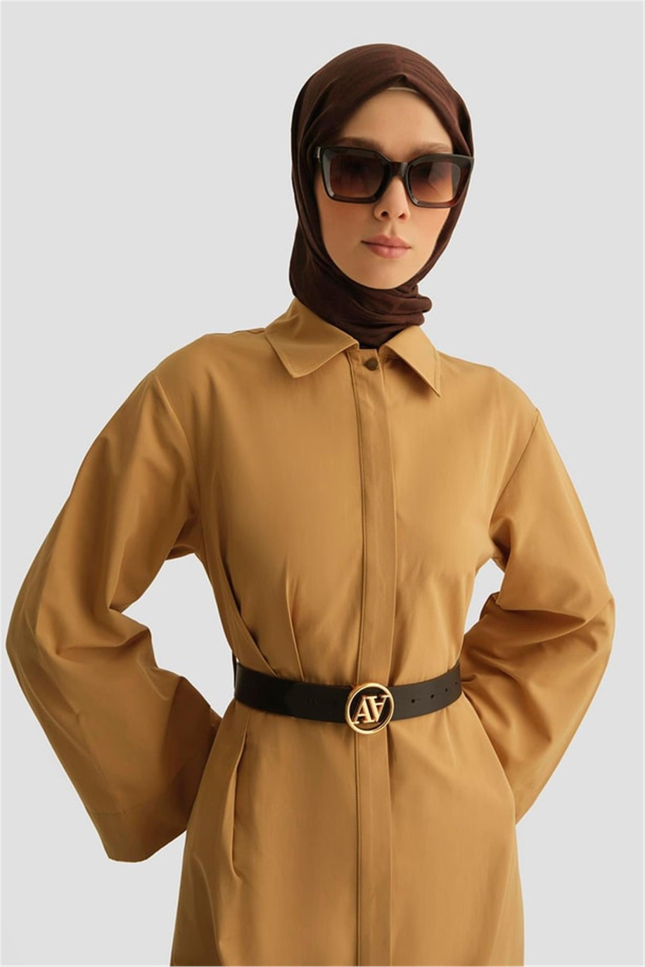 Armine Kemerli Elbise 25Y9023 Sahra