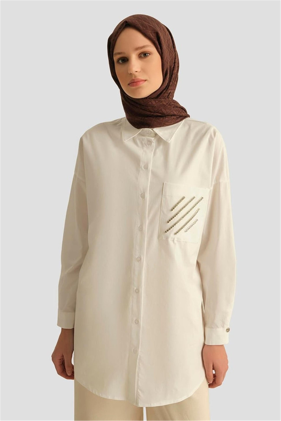 Armine Trend Gömlek 25YT306 Ekru