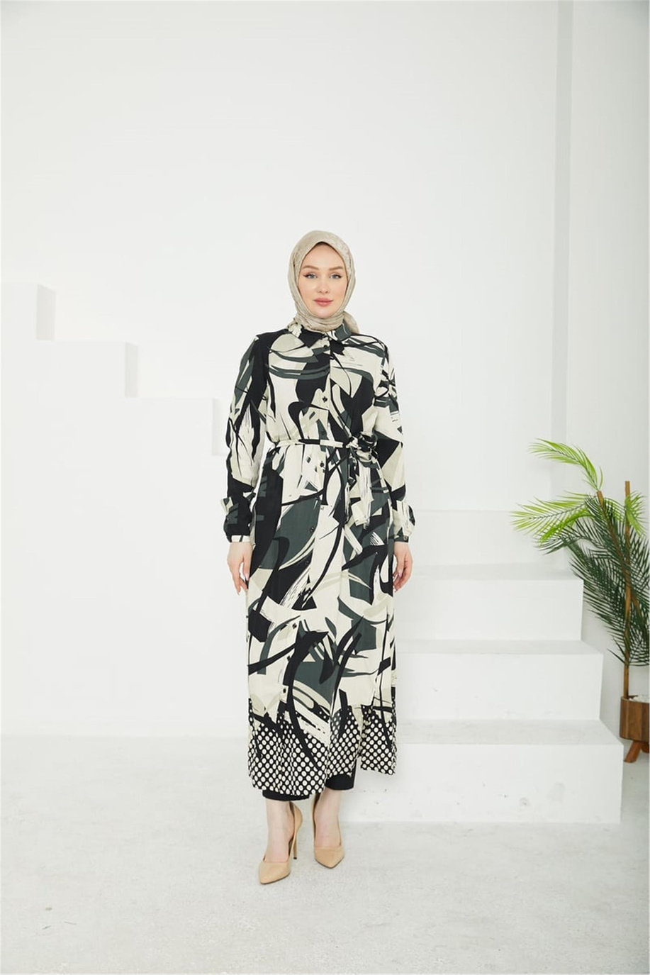 Armine Trend Siyah-Beyaz 25Yt402 Tunik