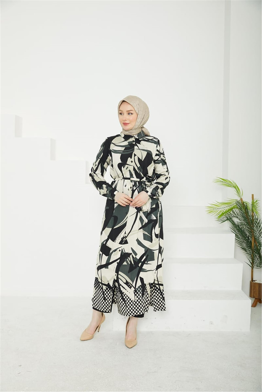 Armine Trend Siyah-Beyaz 25Yt402 Tunik