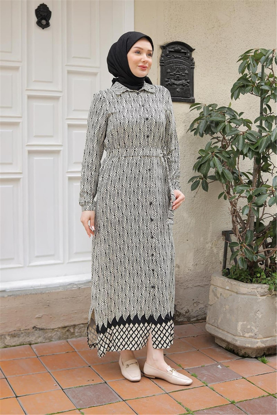 Armine Trend Siyah-Beyaz 25Yt454 Elbise