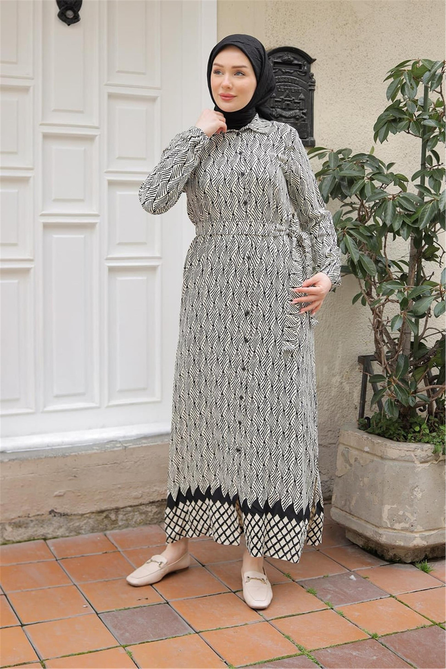 Armine Trend Siyah-Beyaz 25Yt454 Elbise