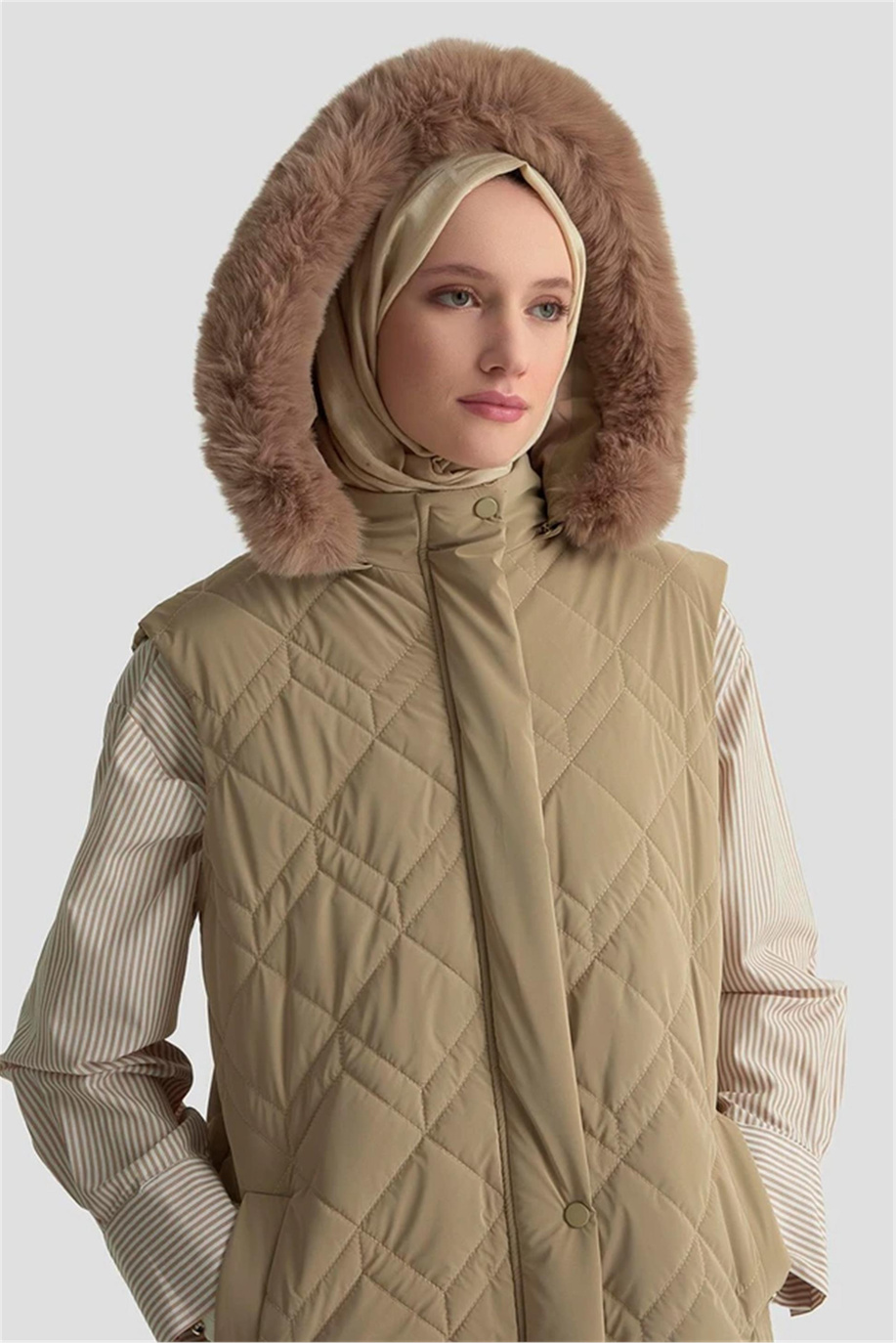 Armine Trend Yelek Bej - 25KT505