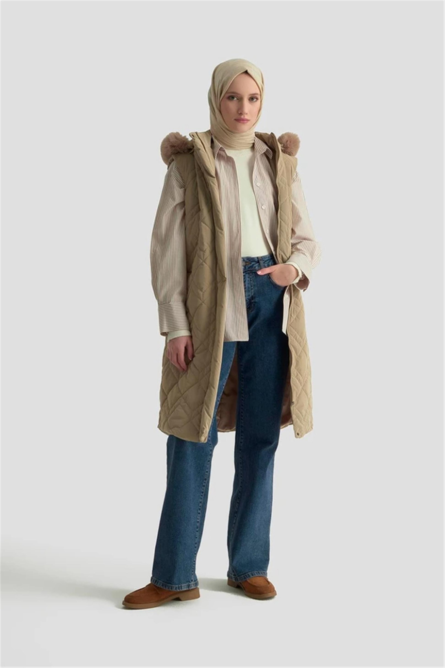 Armine Trend Yelek Bej - 25KT505