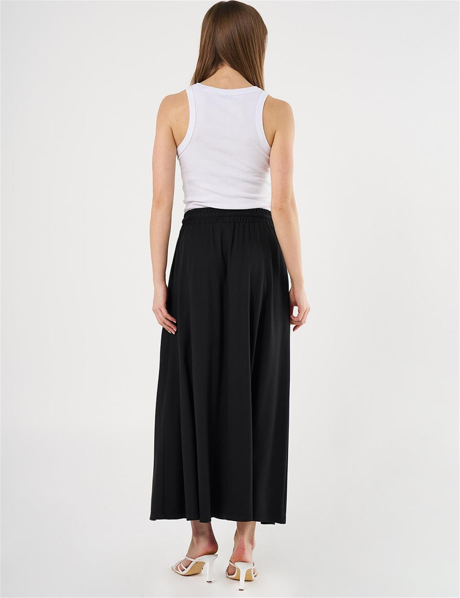 Bağcıklı Örme Anvelop Etek Siyah