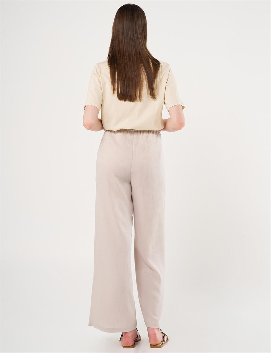 Bağcıklı Rahat Kesim Pantolon Taş