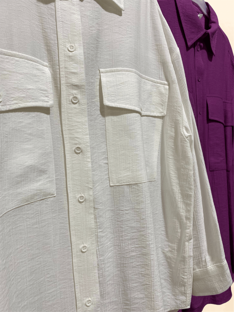 Basıc Cep Detaylı Violet Gömlek