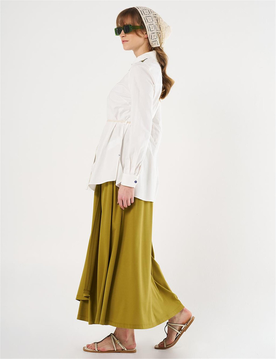 Baskı Detaylı Pamuklu Tunik Ekru