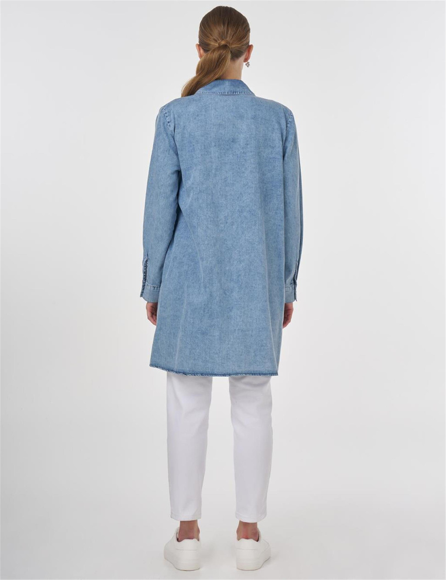 Baskı Detaylı Uzun Lyocell Tunik Havlu Yıkama - KA-B25-21170