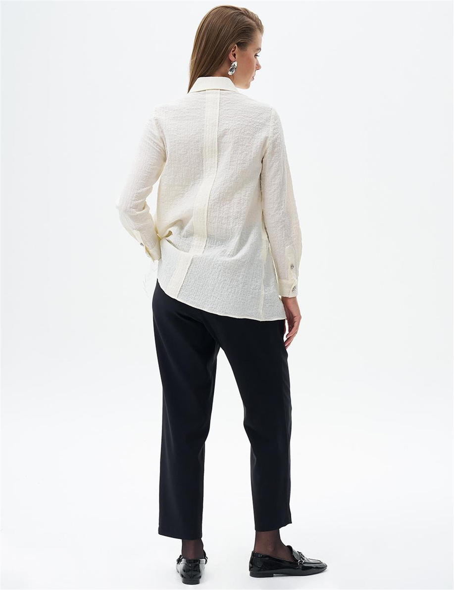 Bel Detaylı Havuç Siyah Pantolon