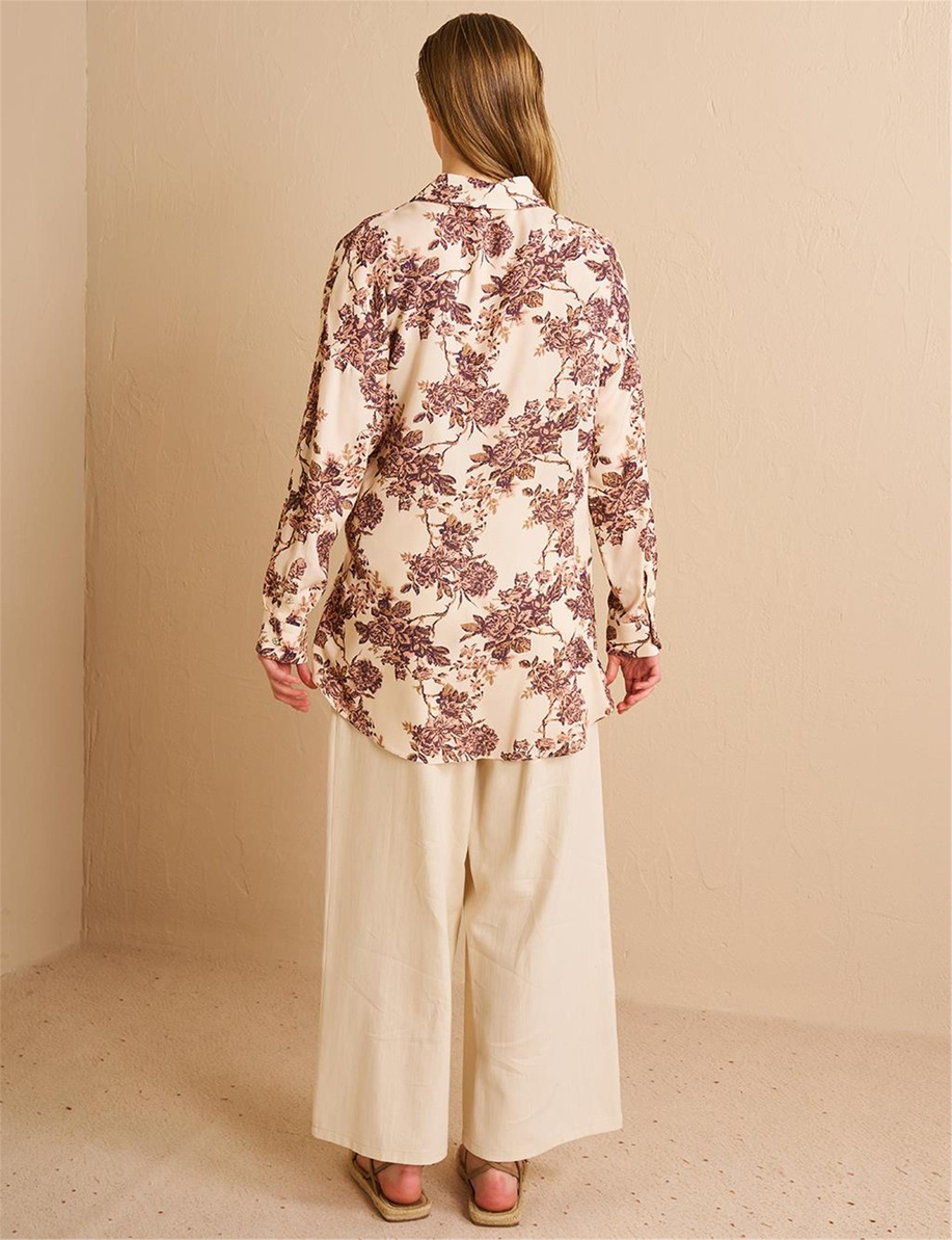 Belden Bağlamalı Viskon Tunik Krem