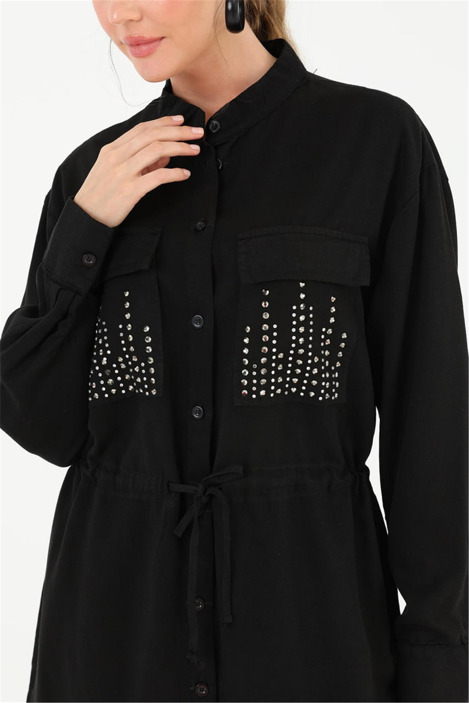 Beli Ayarlanabilir Siyah Tunik