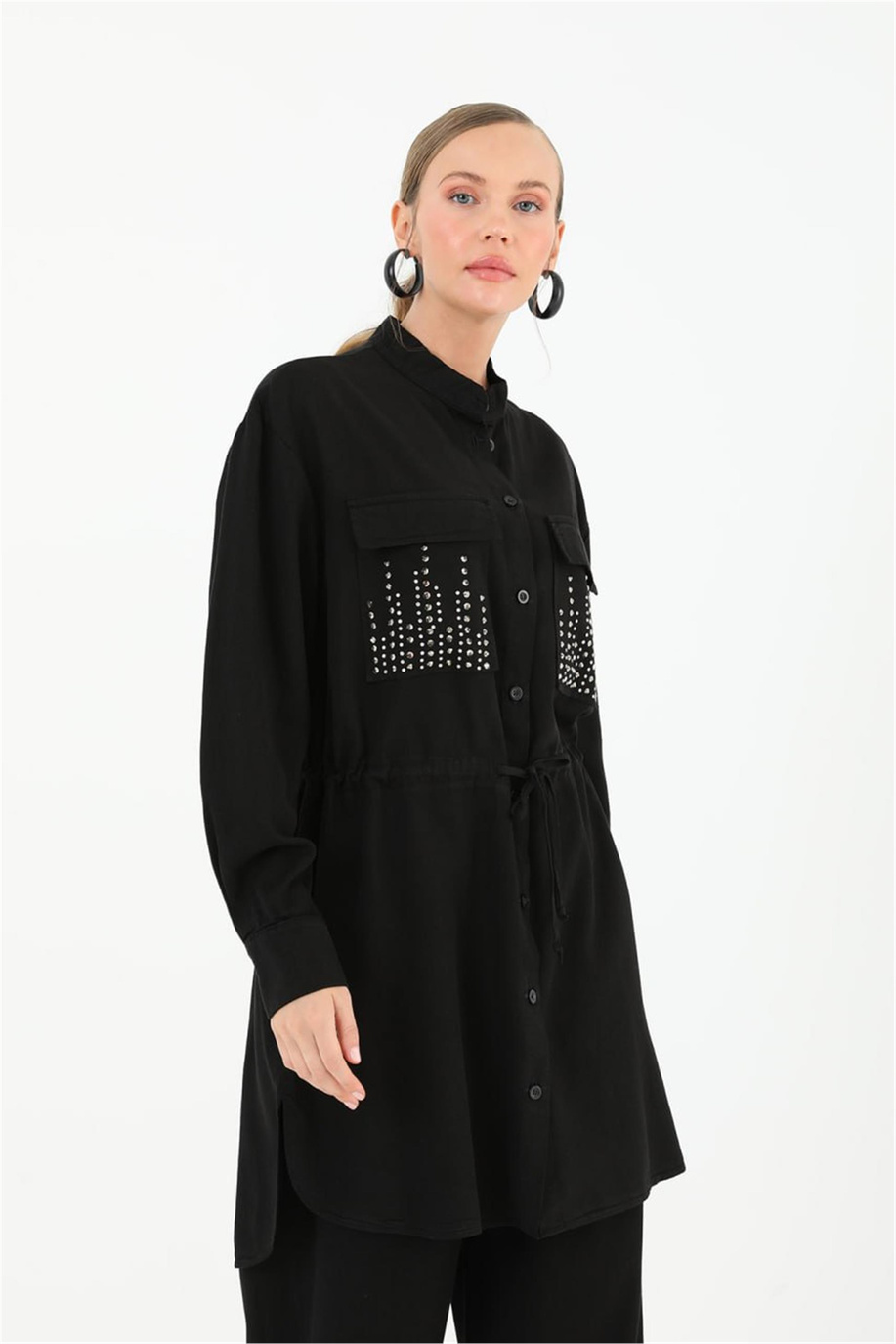 Beli Ayarlanabilir Siyah Tunik