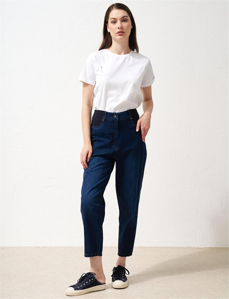 Beli Lastikli Denim Siyah Pantolon