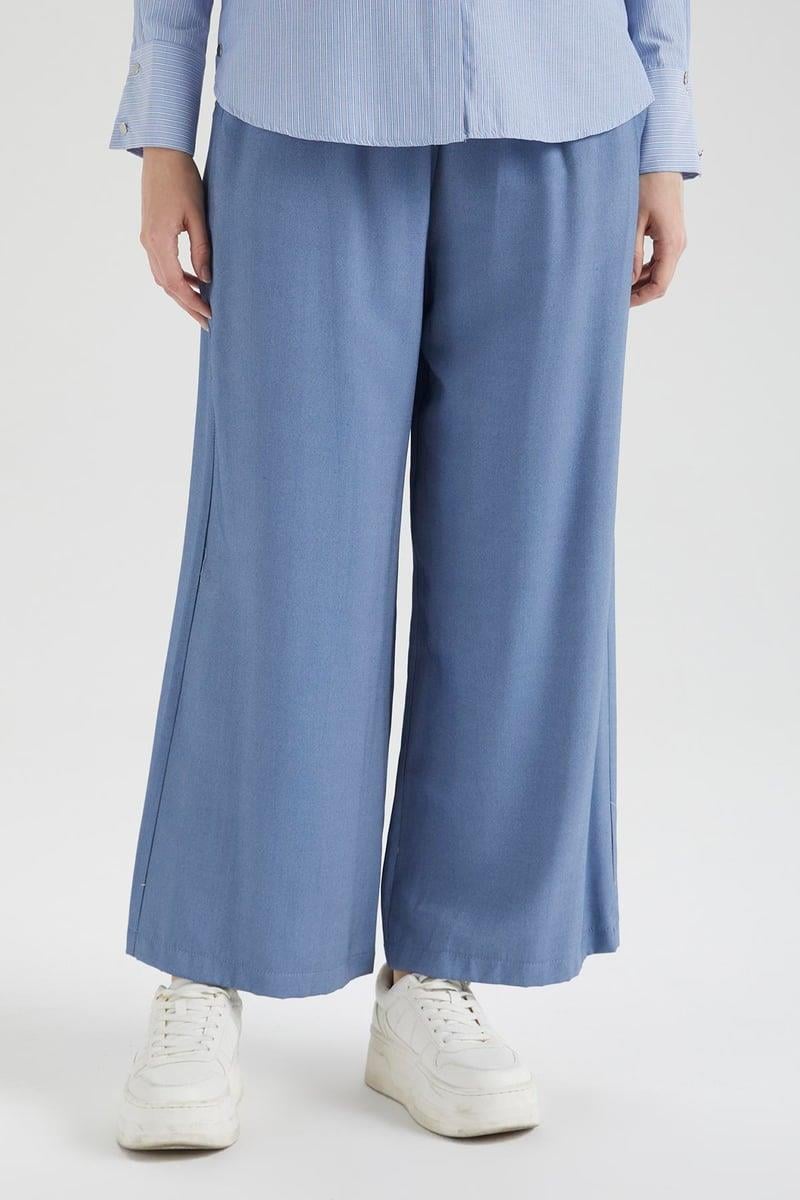 Beli Lastikli Salaş Kesim Pantolon Mavi - 25YT236