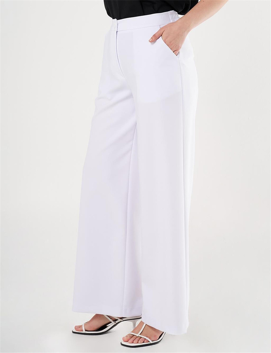 Bol Paça Klasik Pantolon Optik Beyaz