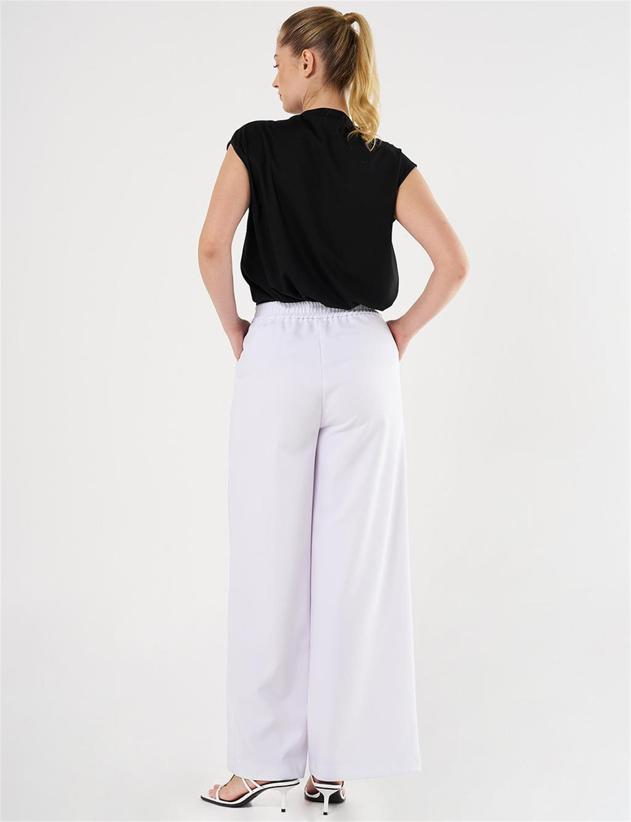 Bol Paça Klasik Pantolon Optik Beyaz