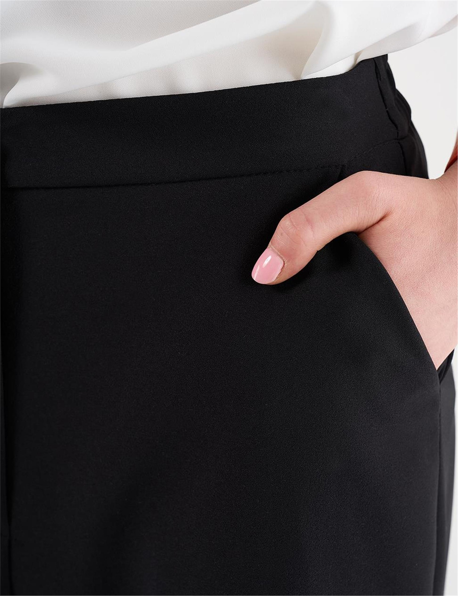Bol Paça Klasik Pantolon Siyah
