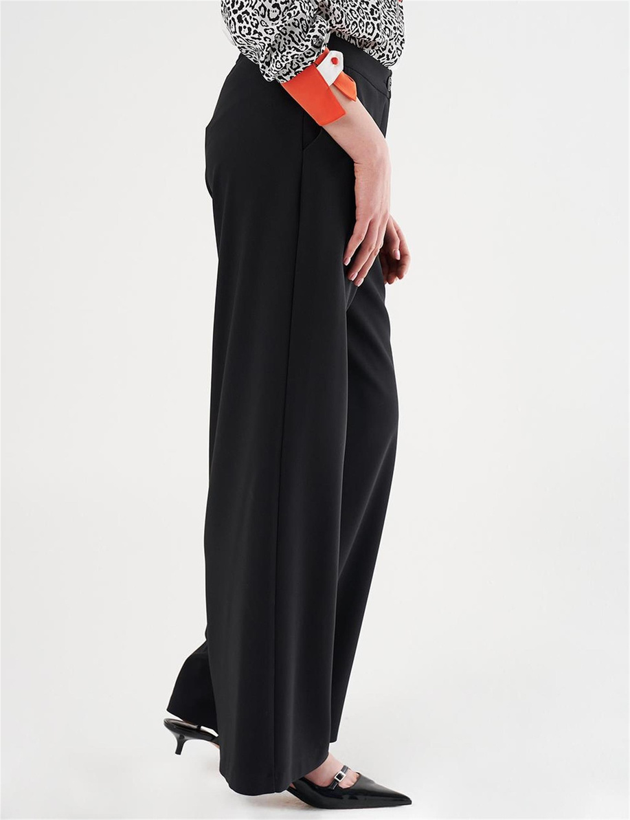 Bol Paça Klasik Pantolon Siyah