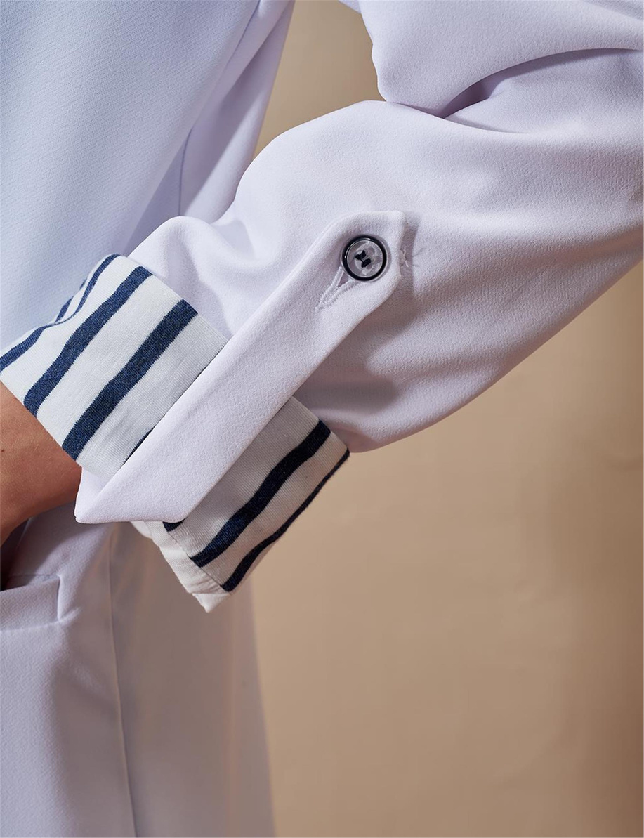 Broşlu Blazer Ceket Optik Beyaz