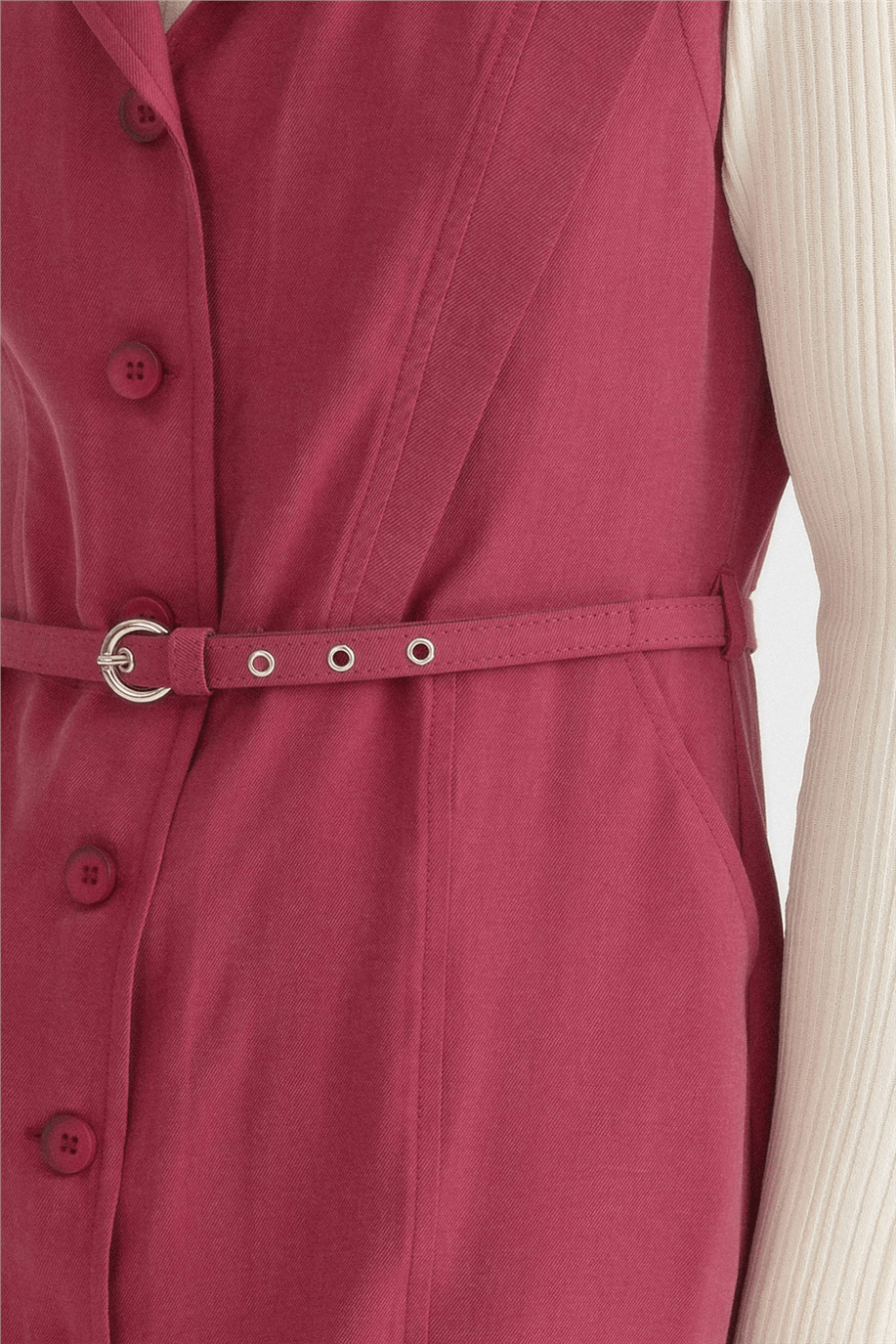 Ceket Yaka Düğmeli  Modal Jile Vişne - 261JL3117NH.1