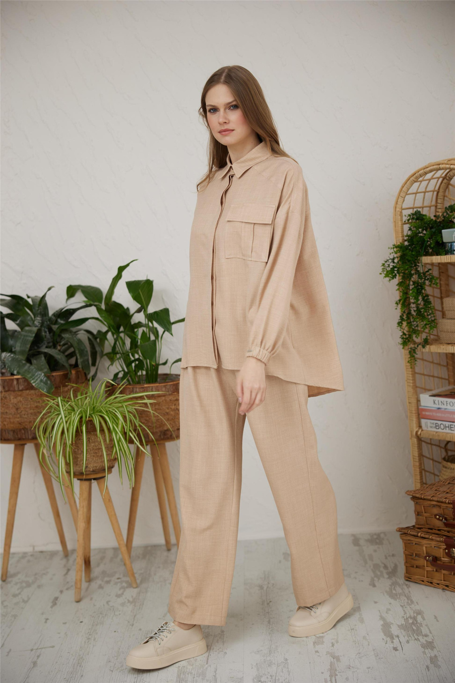 Cep Detaylı Gri Takım